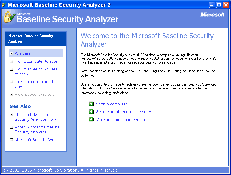 MS BASELINE SECURITY ANALYZER