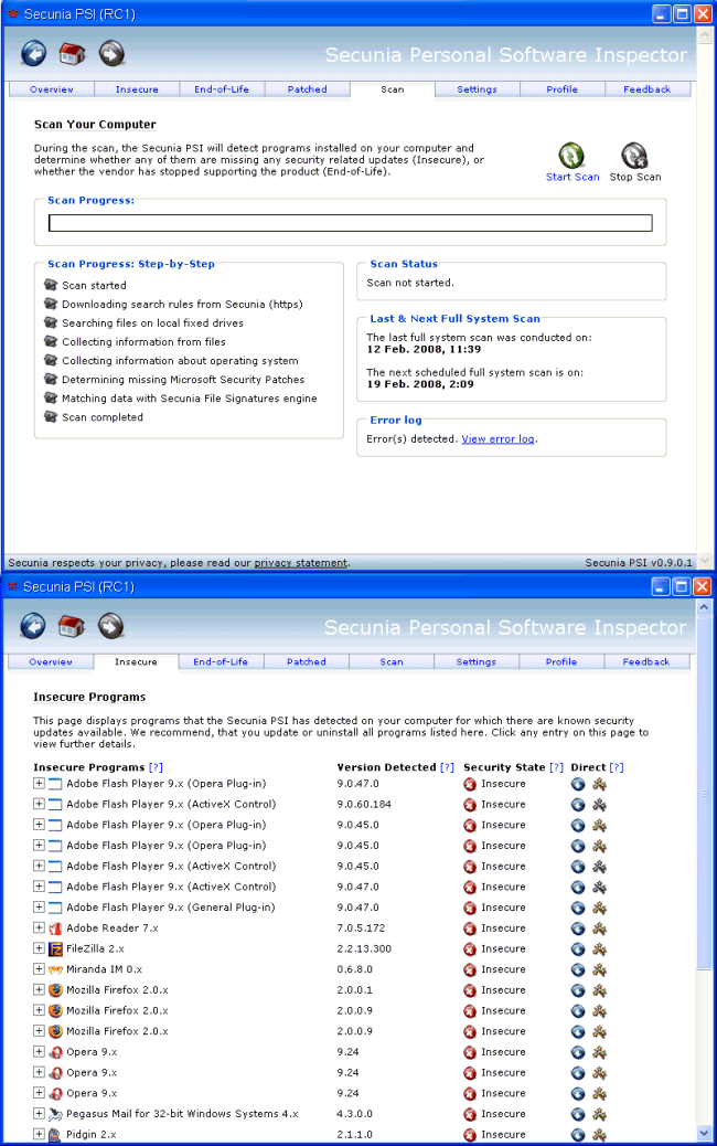 SECUNIA PERSONAL TOOLS INSPECTOR